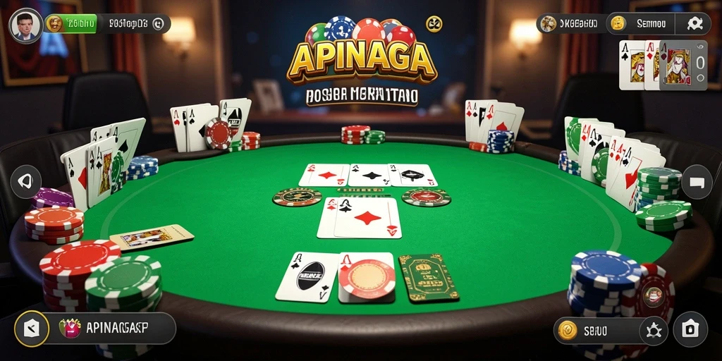 Tampilan permainan poker yang mendebarkan dan interaktif.