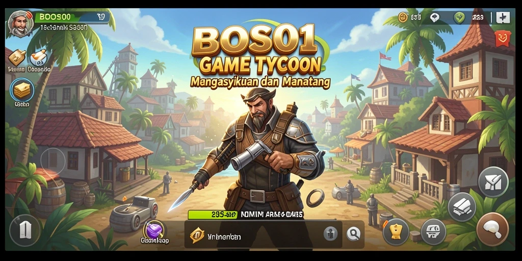 Screenshot utama BOS01 menampilkan gameplay manajemen bisnis yang seru.