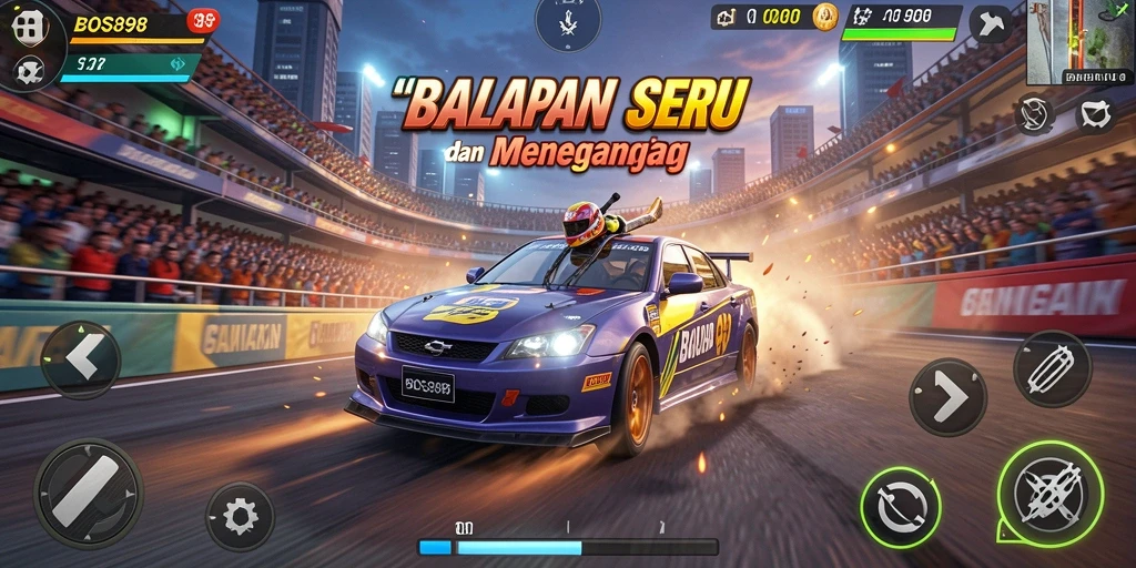 Tampilan gameplay seru dari BOS898 dengan aksi balapan yang menegangkan.