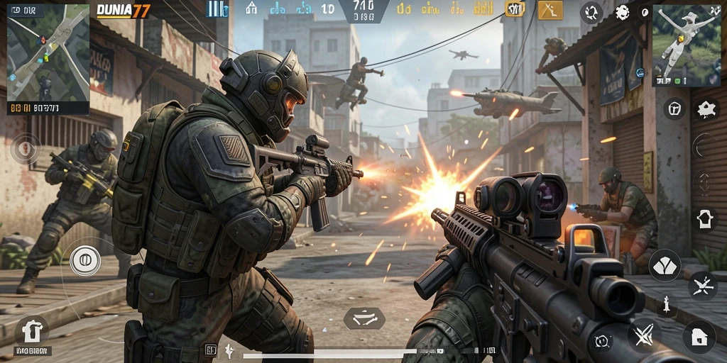 Tangkapan layar dari gameplay seru DUNIA77 menunjukkan aksi tempur mendebarkan.