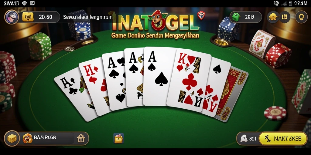 Screenshot INATOGEL menampilkan gameplay seru Domino.