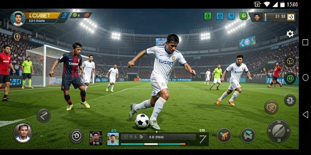 Tampilan gameplay LUCUBET yang mendebarkan dan penuh aksi sepak bola.