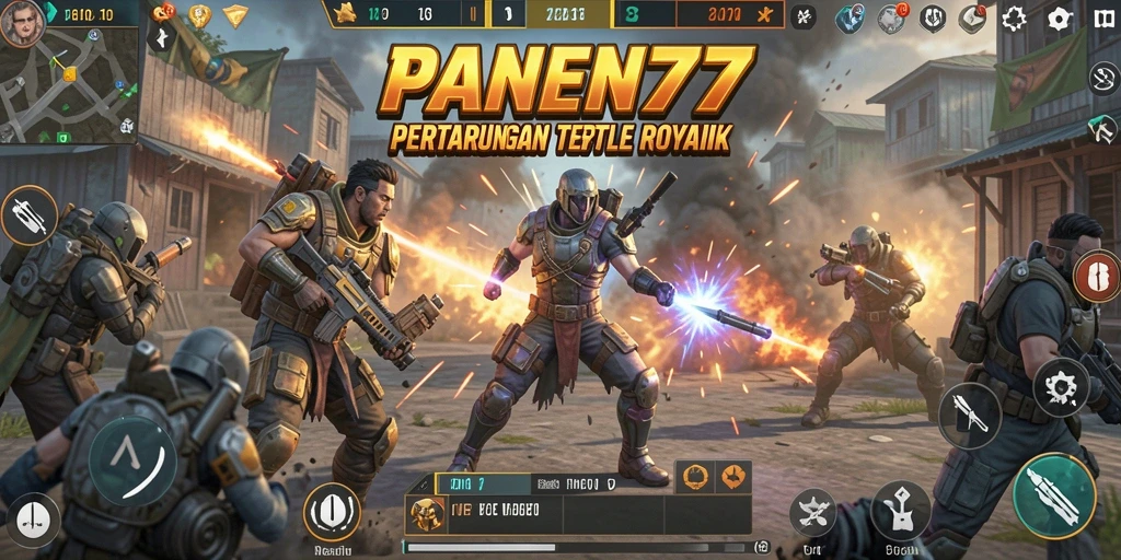 Tangkapan layar gameplay PANEN77 menampilkan aksi seru dalam Battle Royale.
