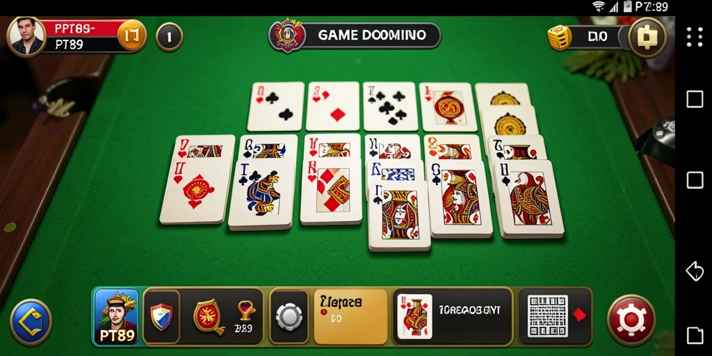 Tangkapan layar utama PT89 menampilkan gameplay seru domino.