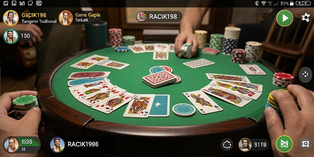 Screenshot utama RACIK198 menampilkan momen seru bermain Gaple.
