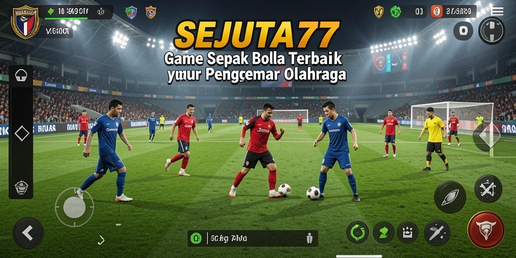 Screenshot SEJUTA77 menampilkan aksi seru dalam pertandingan sepak bola.