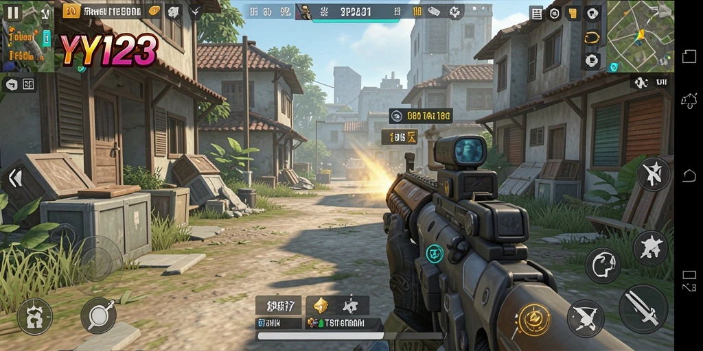 Screenshot gameplay YY123 menampilkan aksi pertempuran TPS yang mendebarkan.